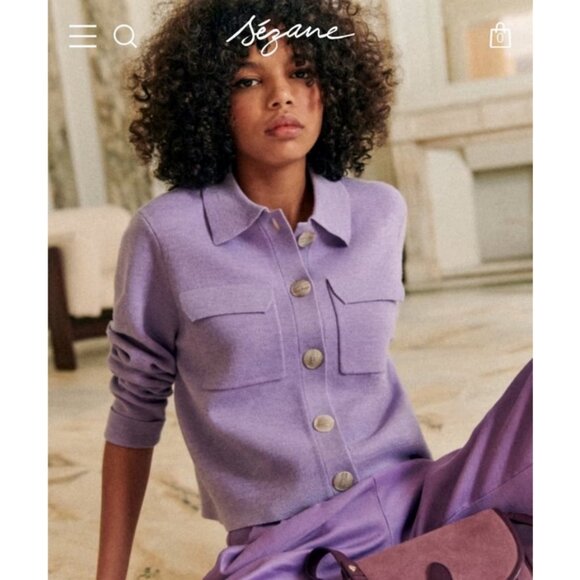 Sezane Sweaters - 💕SEZANE💕 Betty Cardigan ~ Lilac 100% Marino Wool Small S NWOT
